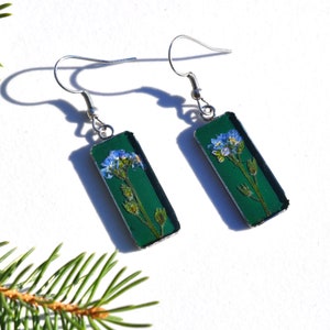 Forget Me Not Earrings, Flower Earrings, Pressed Flower Earrings, Real Flower Earrings, Dried Flowers, Wildflower Earrings, Blue Earrings,