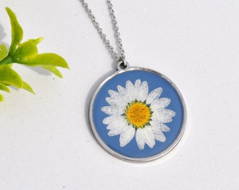 Wildflower Necklace, Daisy Necklace, Real Pressed Flower Necklace, Flower Necklace, Dried Flower, Gifts for Her, Native Plant