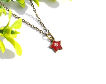 Real Pressed Flower Necklace/ Golden Rod/ Tiny Star/ Wildflower Necklace/ Star Necklace/ Flower Necklace/ Y2K