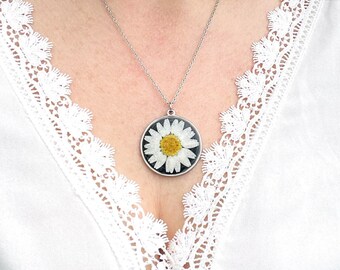 Wildflower Necklace, Daisy Necklace, Real Pressed Flower Necklace, Flower Necklace, Dried Flower, Gifts for Her, Native Plant