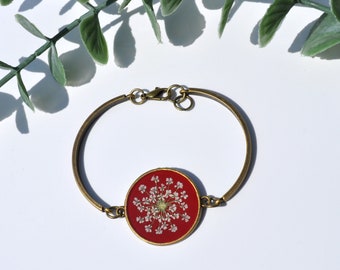 Queen Anne's Lace Bracelet, Wildflower Bracelet, Flower Bracelet, Gifts for Her, Preserved Flower, Dried Flower Bracelet