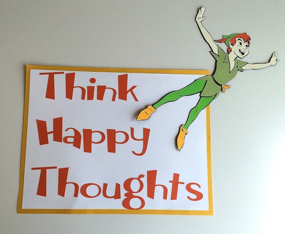 Peter Pan Think Happy Thoughts Sign Etsy