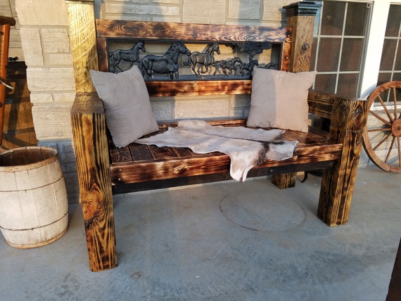 Hand Made 4 Foot Western Rustic Style Bench Amazing Etsy