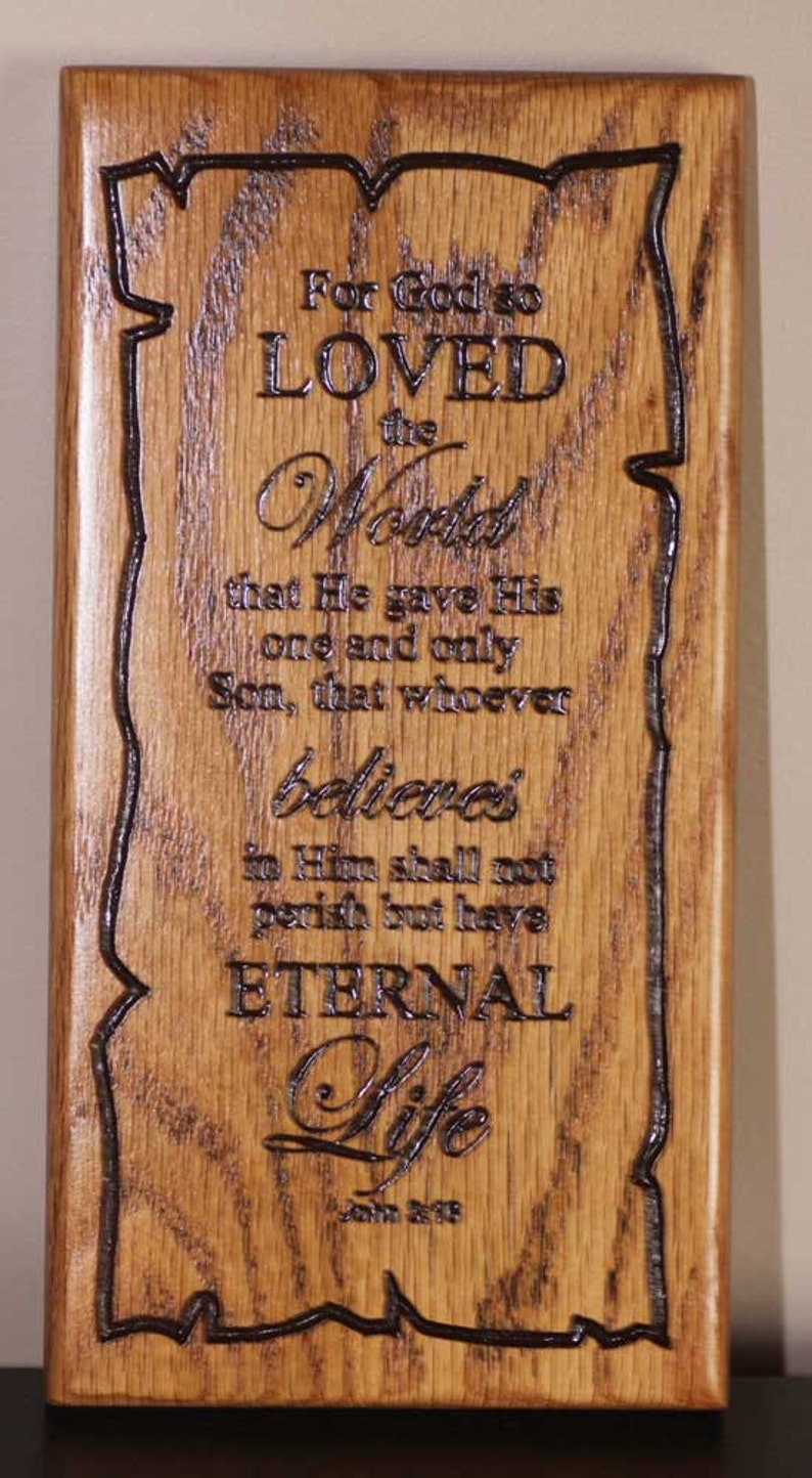Beautiful Wood Carving Representing the Bible Verse John 316 Etsy