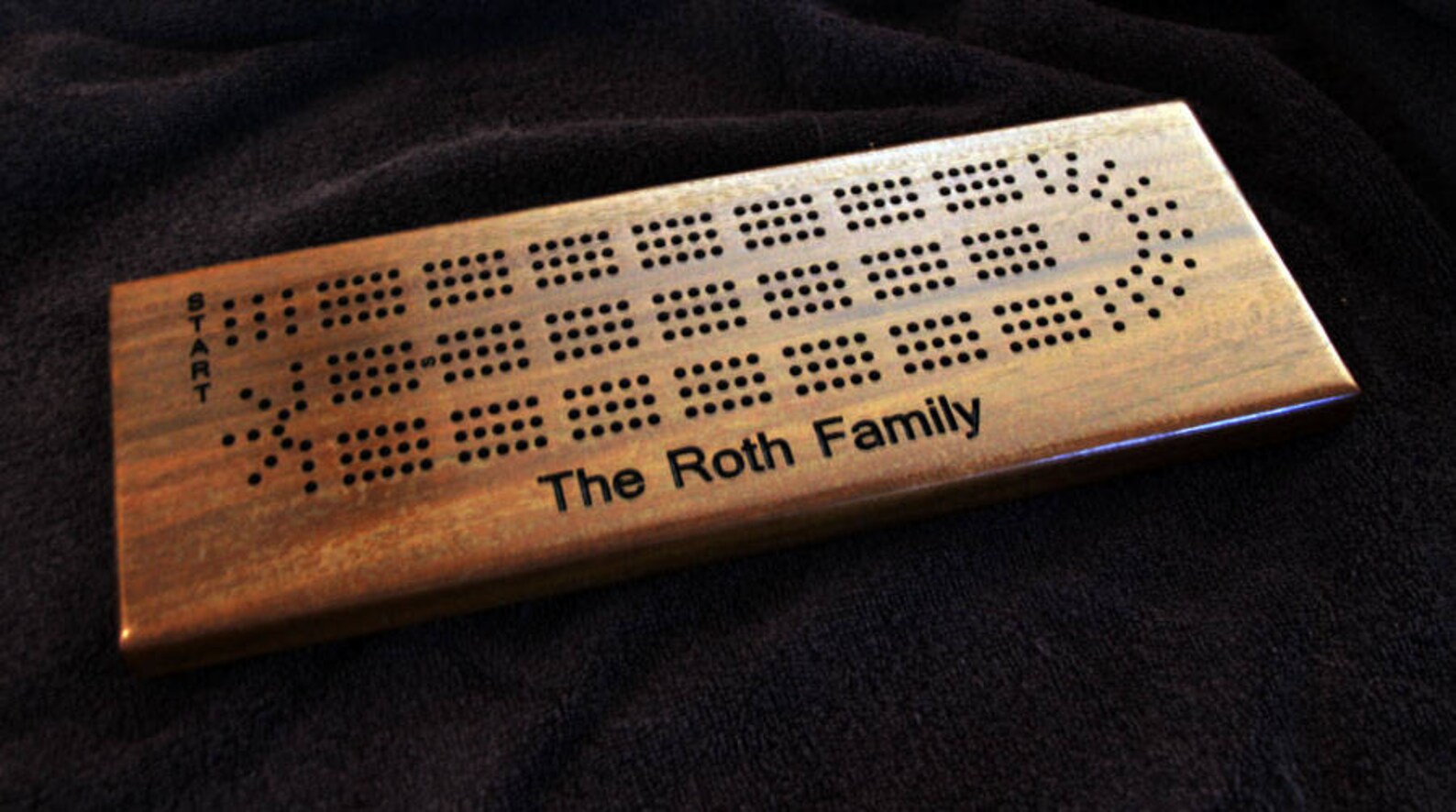 Custom cribbage board personalized with names. Made from solid Etsy