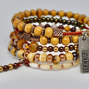 Agate Gemstone Wrap Bracelet: Bohemian Copper Seed Bead Jewelry