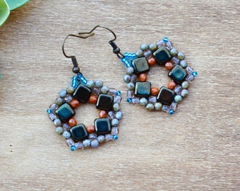 dangle beaded bohemian earrings made of czech glass - handmade gift - jewelry gift - jewelry gift - gifts for women - bohemian jewelry