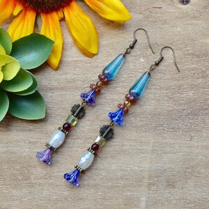 Colorful Czech Glass Beaded Dangle Earrings: Handmade Boho Jewelry