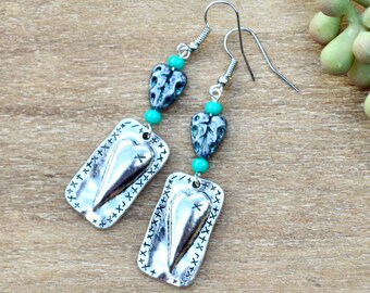 silver earrings / antique silver boho heart earrings / heart earrings / Bohemian jewelry for her / gift for her birthday / boho earrings