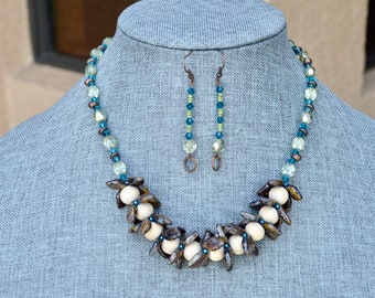 Crystal Bohemian Inspired Necklace and Earrings Jewelry Set Gift For Her - Handmade Jewelry - Mothers Day Gift - Unique Beaded Jewelry