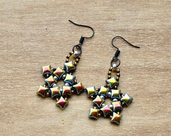 star beaded earrings / hoop earrings / boho earrings / beaded earrings / gift for her / gifts for her / handmade jewelry / Christmas gift