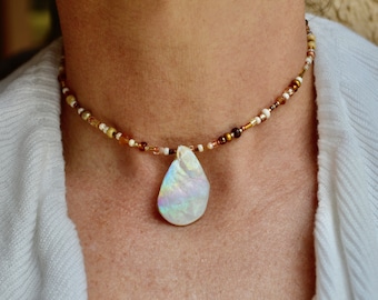Beaded Shell Necklace - Sun Kissed-Shell Necklace - Choker - Bohemian Jewelry - Beach Jewelry - necklace - Boho necklace - Beach choker