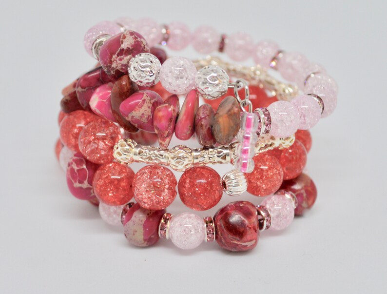 pink beaded wrap bracelet quartz wrap pink quartz boho wrap pink wrap bracelet wrap bracelet boho wrap bracelet boho bracelet