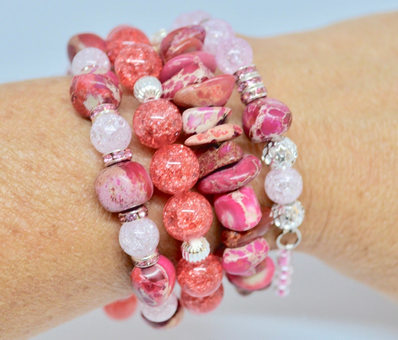 pink beaded wrap bracelet quartz wrap pink quartz boho wrap pink wrap bracelet wrap bracelet boho wrap bracelet boho bracelet