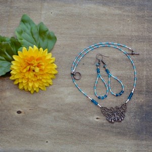 butterfly jewelry set / handmade jewelry set / gifts for her / seed bead jewelry / dangle earrings /minimalist jewelry / best friend gift image 4