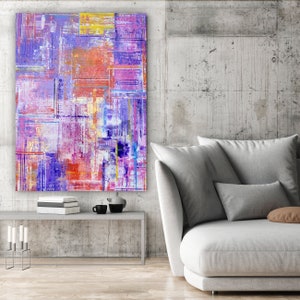 Purple Abstract Acrylic Painting: Original Canvas Wall Art (24x30x1.5)