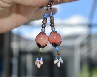 quartz gemstone earrings / dangle earrings / beaded earrings / gifts for her / boho earrings / gift for her / summer jewelry / gifts for mom