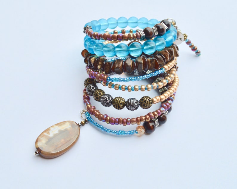 rustic beaded bracelet / gemstone jewelry / gift for her / gifts for her / boho jewelry / handmade jewelry / bracelets for women / boho wrap image 6
