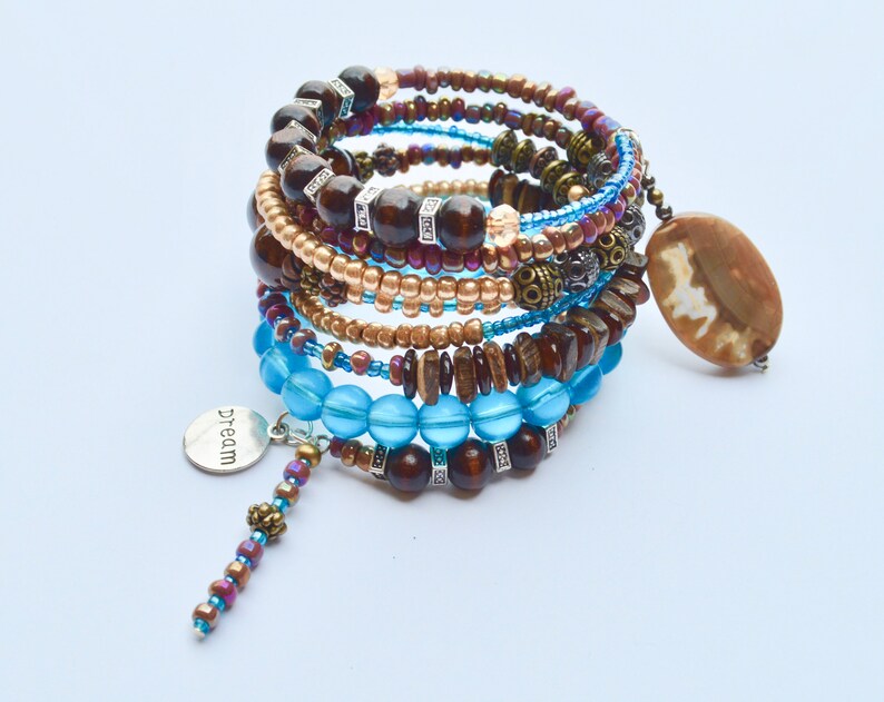 rustic beaded bracelet / gemstone jewelry / gift for her / gifts for her / boho jewelry / handmade jewelry / bracelets for women / boho wrap image 1