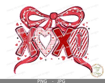 Valentine XOXO Bow Love Design: (PNG, JPG, Digital Download)