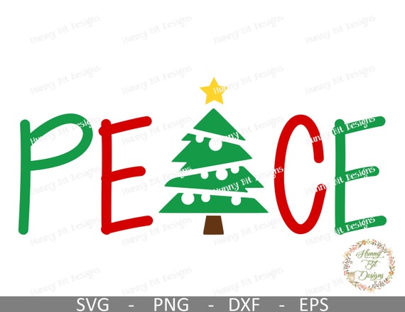 Christmas Peace SVG, Peace SVG, Christmas Shirt, Christmas Tree SVG, Cuttable File, Vector File, Cricut Design Space, Silhouette Studio Il_570xn