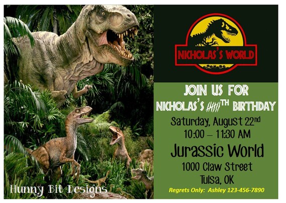Jurassic World Invitation Jurassic Park Invitation Dinosaur Etsy