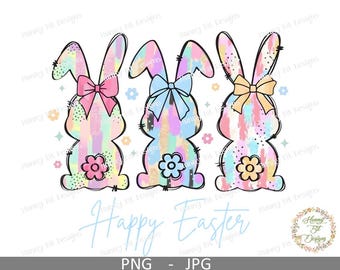 Happy Easter Bunnies: Brushstroke Bunny (PNG, JPG, Instant Download)