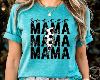 Distressed Soccer Mama PNG: Game Day, Sports Mom, Checked Lightning Bolt, (Instant Download)