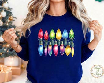 Colorful Christmas Lights Design (PNG, JPG, Instant Download)