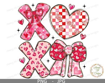 Valentine XOXO Hearts Love Design: (PNG, JPG, Digital Download)
