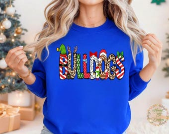 Christmas Bulldogs: Christmas Doodle Letters, School Spirit (PNG, JPG, Instant Download)