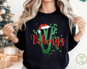 Christmas Glitter Vikings: Christmas Santa, School Spirit (PNG, JPG, Instant Download)