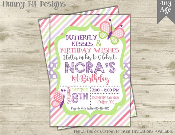 Butterfly Birthday Invitation Butterfly Kisses Birthday Wishes