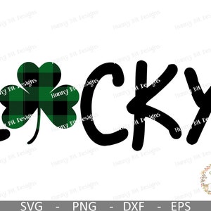 St Patrick&#39;s Day SVG, Lucky Shamrock SVG, Lucky SVG, Shamrock, Buffalo Plaid, Cut File, Vector File, Cricut Design Space, Silhouette Studio