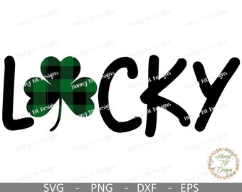 St Patrick's Day SVG, Lucky Shamrock SVG, Lucky SVG, Shamrock, Buffalo Plaid, Cut File, Vector File, Cricut Design Space, Silhouette Studio