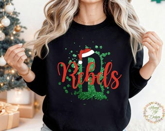 Christmas Glitter Rebels: Christmas Santa, School Spirit (PNG, JPG, Instant Download)