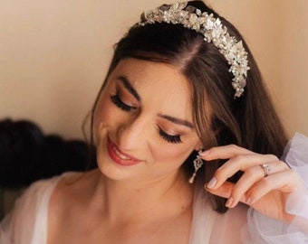 Edie Crown, Silver Tiara, wedding hair accessory,
