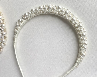 Madison Pearl Bridal Headband: Wedding Hair Accessory