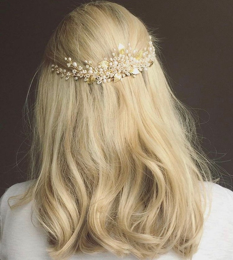 Roseanna Wedding Hairvine Bridal Hair Accessories, Tiara, Circlet, Silver, Pearl and Crystal, boho, vintage, fairytale image 5