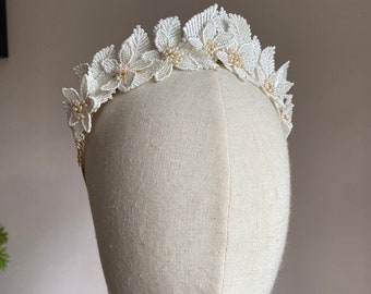 Effie Crown, Lace Bridal Headband,  Hair Accessories, Wedding Headband, Hairpiece, Headpiece, Hair Adornment, Hair Jewellery