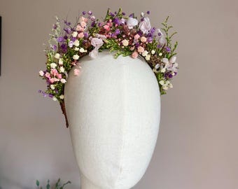 Maya dried flower crown, bridal tiara, wedding headdress, headband