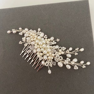 Pettine Abigail, pettine per capelli da sposa perlato, accessorio per capelli da sposa, parrucchino, perla, fermaglio per capelli, gioielli per capelli, pettine laterale, immagine 2