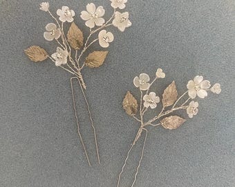 Alex Bridal Flower Hair Pins: Wedding Hair Accessories