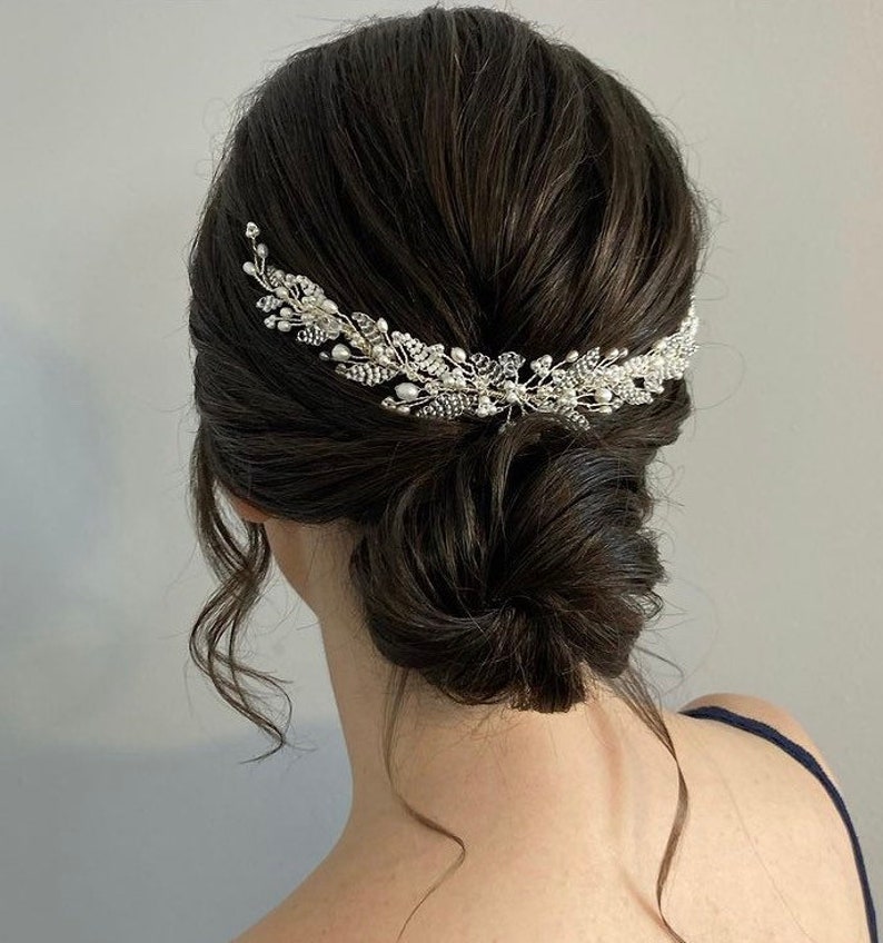 Emily Hair vine, Bridal Hair Accessory, Wedding Hairvine, Hairpiece, Tiara, Crown, Headdress, Pearl, Crystal, Adornment, Vintage, Headpiece image 2