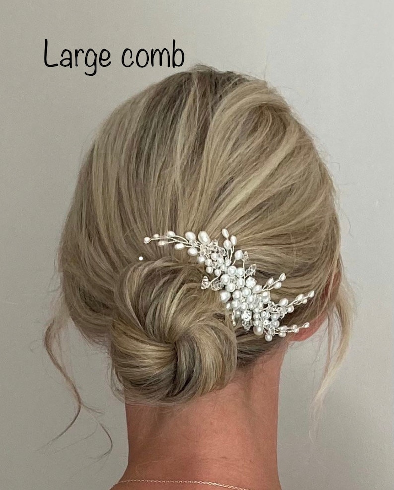 Pettine Abigail, pettine per capelli da sposa perlato, accessorio per capelli da sposa, parrucchino, perla, fermaglio per capelli, gioielli per capelli, pettine laterale, immagine 4