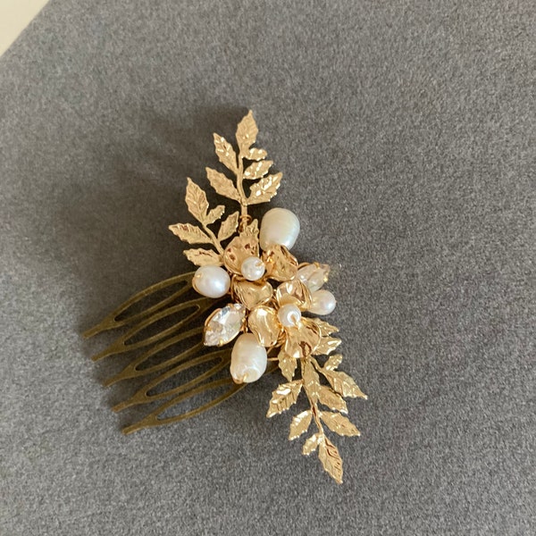 Peigne de mariée en or arien, accessoires de cheveux de mariage, postiche de mariée, demoiselle d'honneur, bijoux pour cheveux, vigne à cheveux, diadème, barrette à cheveux