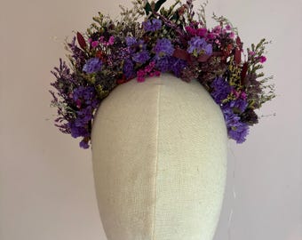 Rowan dried flower crown, bridal wreath, wedding accessories
