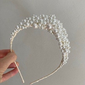 Diadème de perles Annabel, accessoires pour cheveux de mariée, bandeau de mariage, première communion, postiche, coiffure, bijou pour cheveux, bijoux pour cheveux