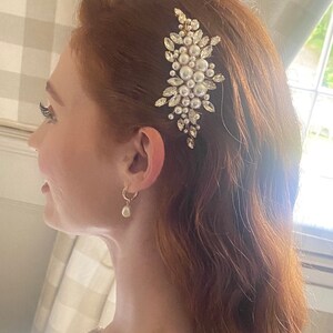 Peineta de perla y cristal Eleri, accesorios para el cabello de boda, cabello de novia, tocado, tiara, tocado