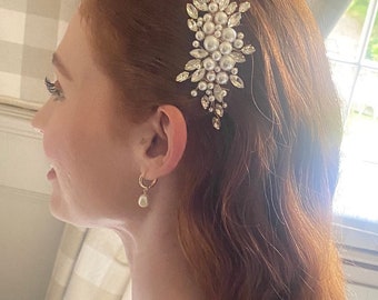 Eleri Pearl and Crystal comb, Wedding hair accessories, bridal hair, hairpiece, Tiara, headpiece